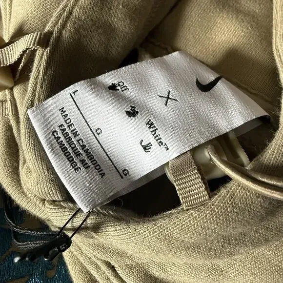 Nike x Off-White 006 Fleece Hoodie Khaki Size Large Mens